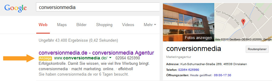 Beispiel für Suchmaschinenwerbung Beispiel für Suchmaschinenwerbung