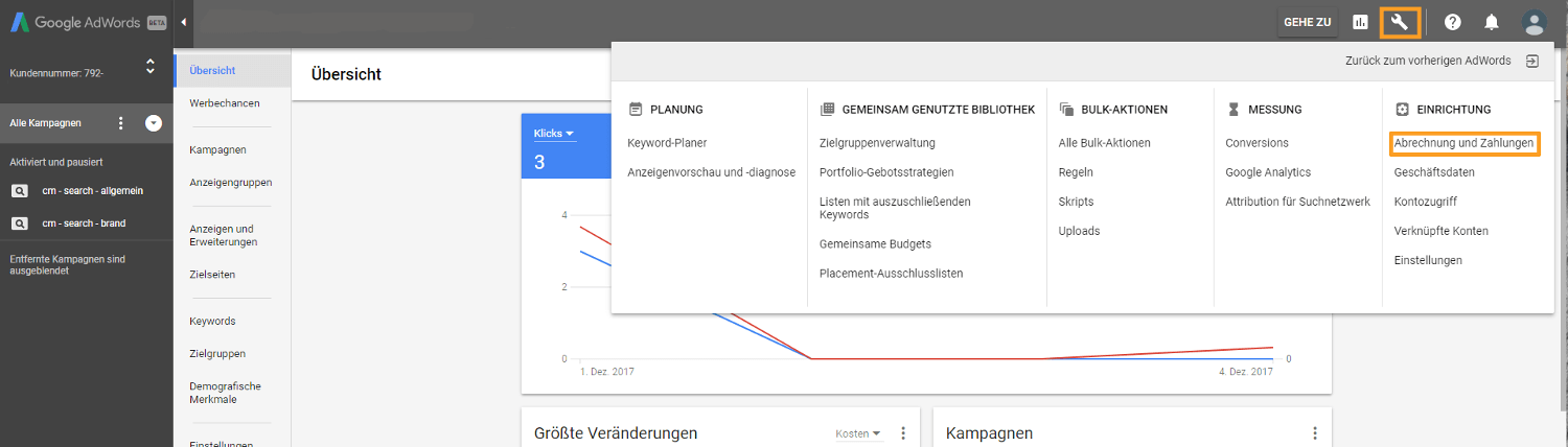 So können Sie Ihre Google AdWords Rechnung ausdrucken