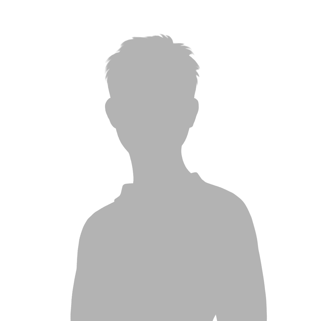 Grau ausgefüllte Umriss-Silhouette einer stehenden Person vor weißem Hintergrund.
