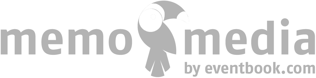 Logo von memo media in grau.