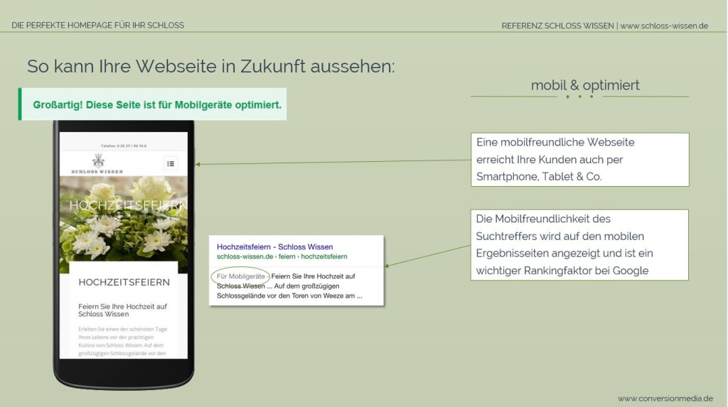 Die Schloss Webseite ist für Mobilgeräte optimiert  