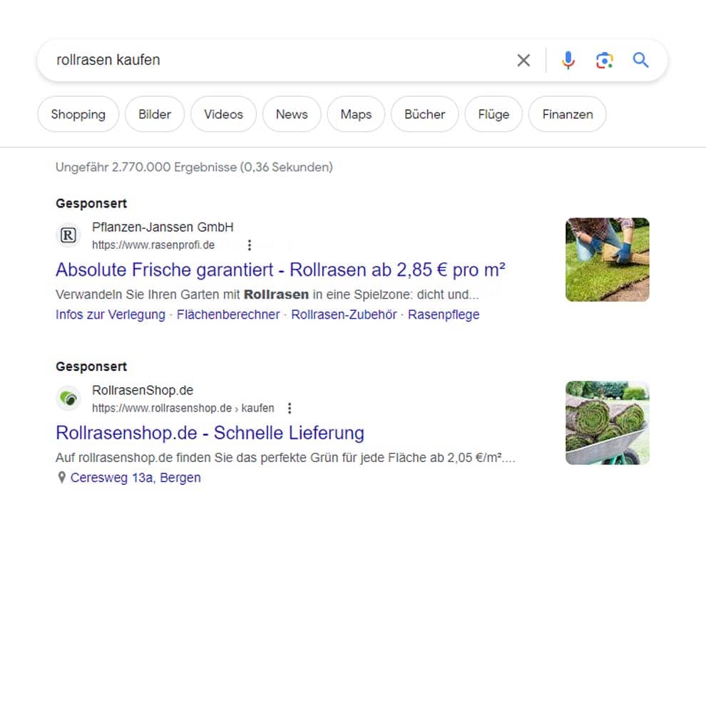 Referenz Rasenprofi Google Suchergebnisse