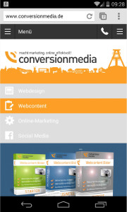 Responsive Webseite der conversionmedia